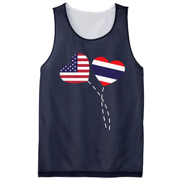 Loving USA Thailand Flag Heart Thai Americans Love Mesh Reversible Basketball Jersey Tank