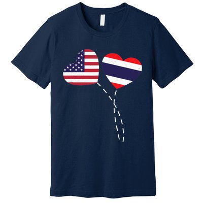 Loving USA Thailand Flag Heart Thai Americans Love Premium T-Shirt