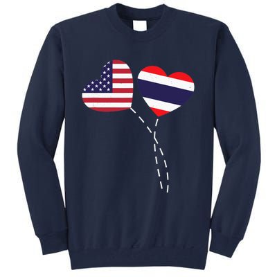 Loving USA Thailand Flag Heart Thai Americans Love Tall Sweatshirt