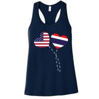 Loving USA Thailand Flag Heart Thai Americans Love Women's Racerback Tank