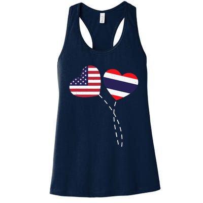 Loving USA Thailand Flag Heart Thai Americans Love Women's Racerback Tank