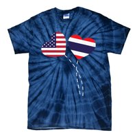 Loving USA Thailand Flag Heart Thai Americans Love Tie-Dye T-Shirt