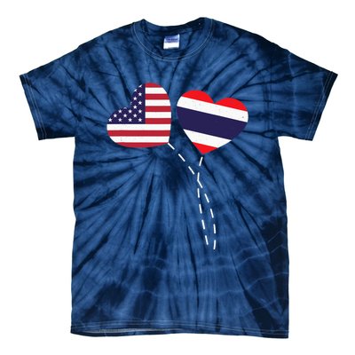 Loving USA Thailand Flag Heart Thai Americans Love Tie-Dye T-Shirt