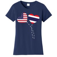 Loving USA Thailand Flag Heart Thai Americans Love Women's T-Shirt