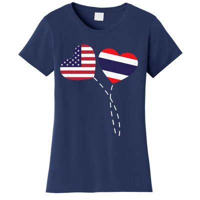 Loving USA Thailand Flag Heart Thai Americans Love Women's T-Shirt