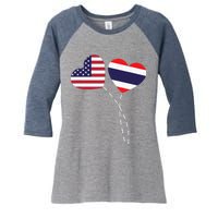 Loving USA Thailand Flag Heart Thai Americans Love Women's Tri-Blend 3/4-Sleeve Raglan Shirt