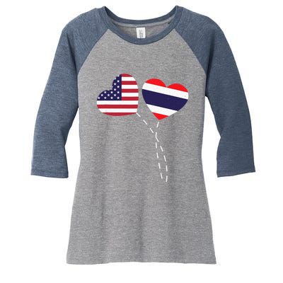 Loving USA Thailand Flag Heart Thai Americans Love Women's Tri-Blend 3/4-Sleeve Raglan Shirt