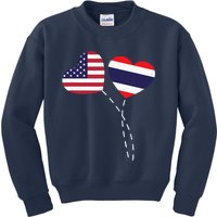 Loving USA Thailand Flag Heart Thai Americans Love Kids Sweatshirt