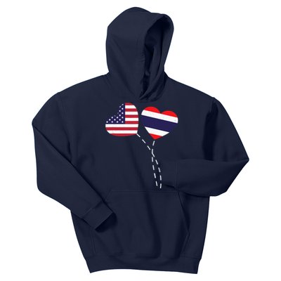 Loving USA Thailand Flag Heart Thai Americans Love Kids Hoodie