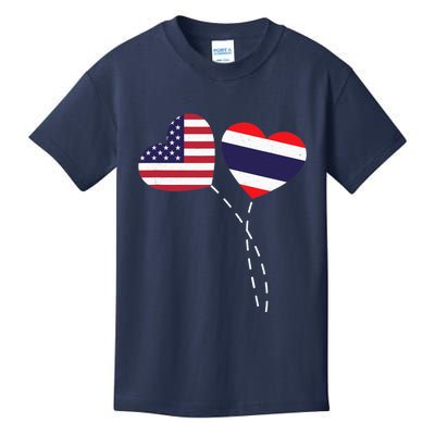 Loving USA Thailand Flag Heart Thai Americans Love Kids T-Shirt