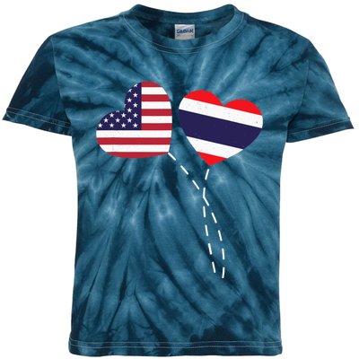 Loving USA Thailand Flag Heart Thai Americans Love Kids Tie-Dye T-Shirt