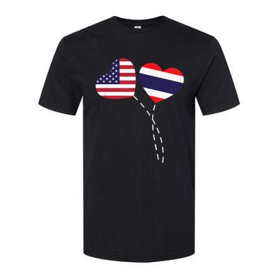 Loving USA Thailand Flag Heart Thai Americans Love Softstyle CVC T-Shirt