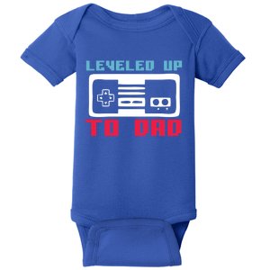 Leveled Up To Dad Funny New Father Quote Saying Retro Gaming Cute Gift Baby Bodysuit