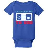 Leveled Up To Dad Funny New Father Quote Saying Retro Gaming Cute Gift Baby Bodysuit