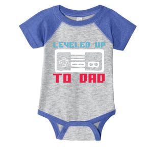 Leveled Up To Dad Funny New Father Quote Saying Retro Gaming Cute Gift Infant Baby Jersey Bodysuit