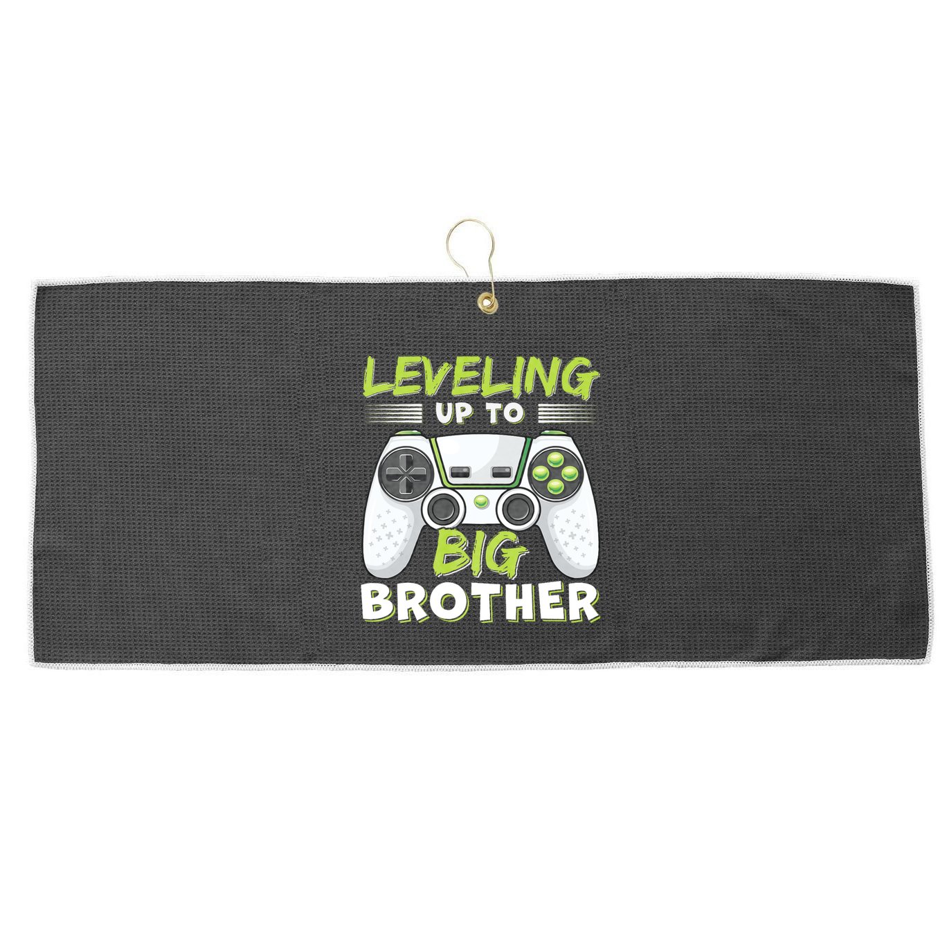 Leveling Up To Big Brother Large Microfiber Waffle Golf Towel