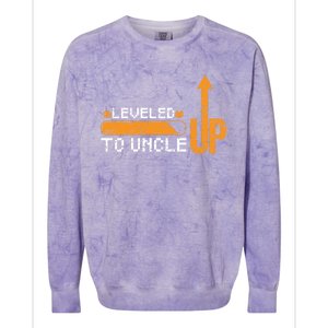 Leveled Up To Uncle New Uncle Retro Grunge Gamer Gift Colorblast Crewneck Sweatshirt