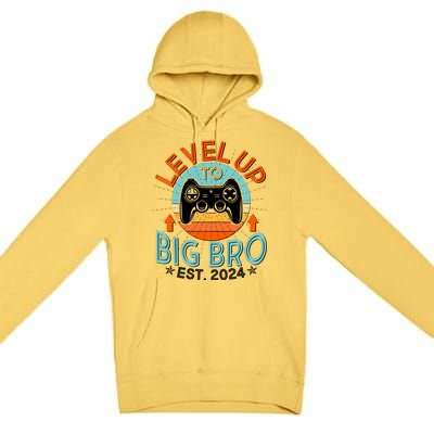 Level Up To Big Bro Est 2024 New Baby Sibling Gamer Premium Pullover Hoodie