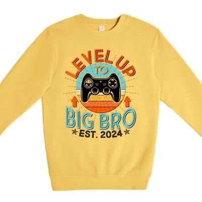 Level Up To Big Bro Est 2024 New Baby Sibling Gamer Premium Crewneck Sweatshirt