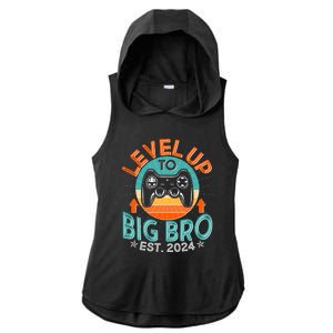 Level Up To Big Bro Est 2024 New Baby Sibling Gamer Ladies PosiCharge Tri-Blend Wicking Draft Hoodie Tank