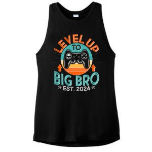 Level Up To Big Bro Est 2024 New Baby Sibling Gamer Ladies PosiCharge Tri-Blend Wicking Tank