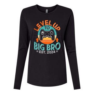 Level Up To Big Bro Est 2024 New Baby Sibling Gamer Womens Cotton Relaxed Long Sleeve T-Shirt