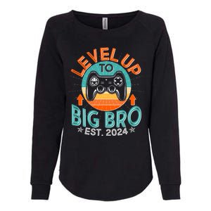 Level Up To Big Bro Est 2024 New Baby Sibling Gamer Womens California Wash Sweatshirt