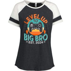 Level Up To Big Bro Est 2024 New Baby Sibling Gamer Enza Ladies Jersey Colorblock Tee