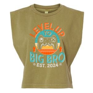 Level Up To Big Bro Est 2024 New Baby Sibling Gamer Garment-Dyed Women's Muscle Tee