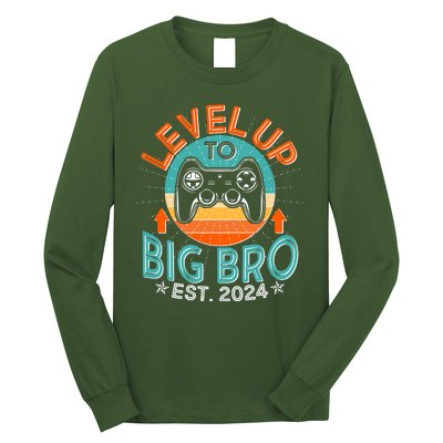 Level Up To Big Bro Est 2024 New Baby Sibling Gamer Long Sleeve Shirt