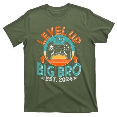 Level Up To Big Bro Est 2024 New Baby Sibling Gamer T-Shirt