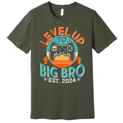 Level Up To Big Bro Est 2024 New Baby Sibling Gamer Premium T-Shirt