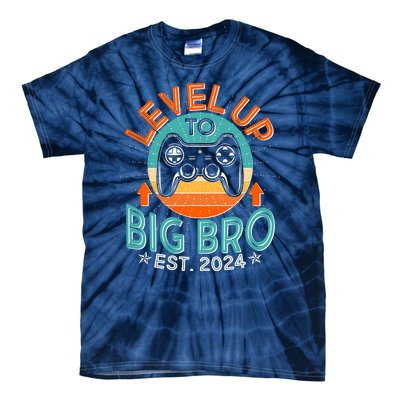 Level Up To Big Bro Est 2024 New Baby Sibling Gamer Tie-Dye T-Shirt