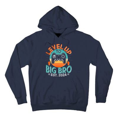 Level Up To Big Bro Est 2024 New Baby Sibling Gamer Tall Hoodie