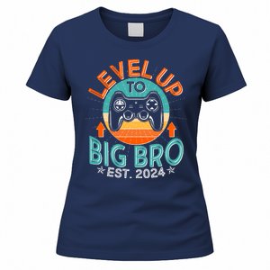 Level Up To Big Bro Est 2024 New Baby Sibling Gamer Women's T-Shirt