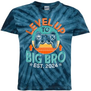 Level Up To Big Bro Est 2024 New Baby Sibling Gamer Kids Tie-Dye T-Shirt