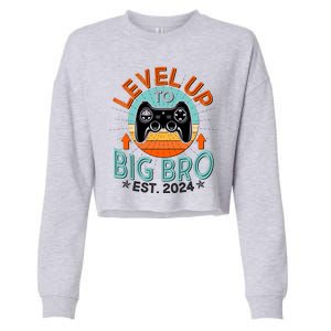 Level Up To Big Bro Est 2024 New Baby Sibling Gamer Cropped Pullover Crew