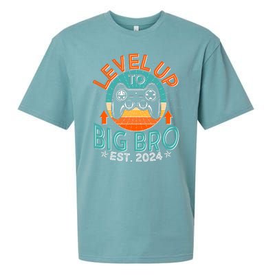 Level Up To Big Bro Est 2024 New Baby Sibling Gamer Sueded Cloud Jersey T-Shirt