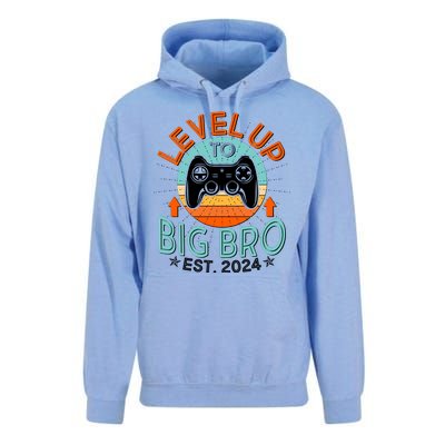 Level Up To Big Bro Est 2024 New Baby Sibling Gamer Unisex Surf Hoodie