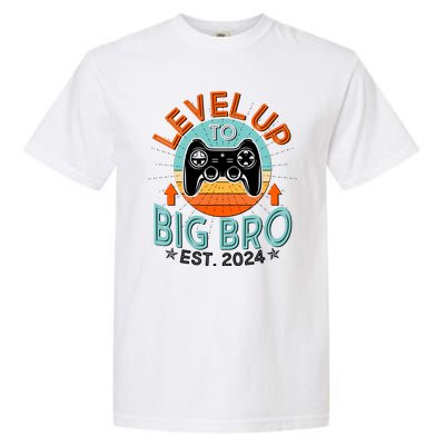 Level Up To Big Bro Est 2024 New Baby Sibling Gamer Garment-Dyed Heavyweight T-Shirt