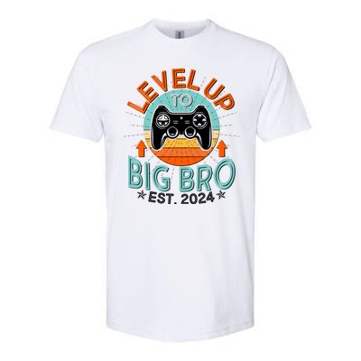 Level Up To Big Bro Est 2024 New Baby Sibling Gamer Softstyle® CVC T-Shirt