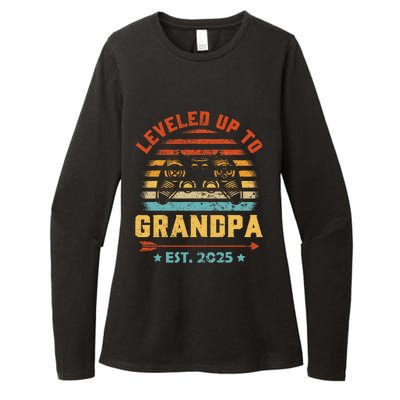 Leveled Up To Grandpa 2025 Gaming Pregnancy Announcement Womens CVC Long Sleeve Shirt