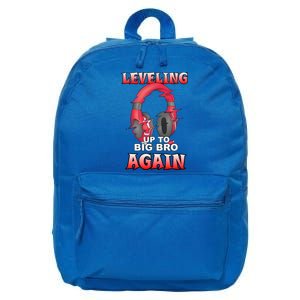 Leveling Up To Big Bro Again Gift Funny Gamer Brother Gift 16 in Basic Backpack