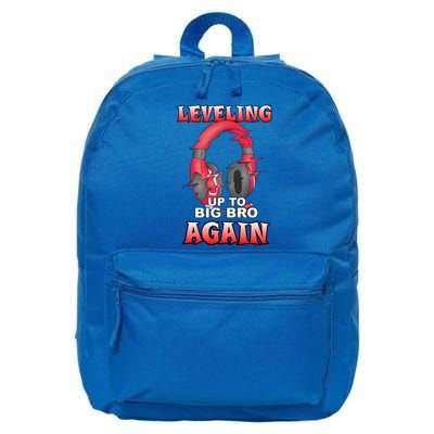 Leveling Up To Big Bro Again Gift Funny Gamer Brother Gift 16 in Basic Backpack