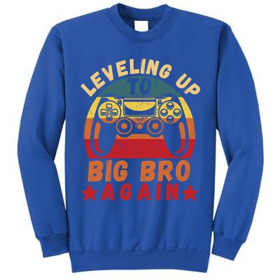 Leveling Up To Big Bro Again Vintage Big Brother Again Gamer Cool Gift Tall Sweatshirt