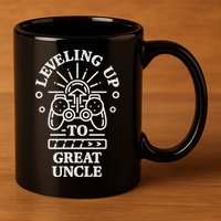 Leveling Up To Great Uncle Promoted To Granduncle Gamer Cool Gift 11oz C Handle Ceramic Mug