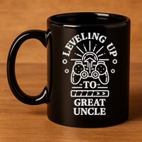 Leveling Up To Great Uncle Promoted To Granduncle Gamer Cool Gift 11oz C Handle Ceramic Mug