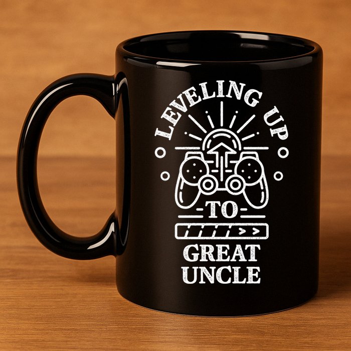 Leveling Up To Great Uncle Promoted To Granduncle Gamer Cool Gift 11oz C Handle Ceramic Mug
