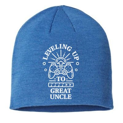 Leveling Up To Great Uncle Promoted To Granduncle Gamer Cool Gift Sustainable Beanie