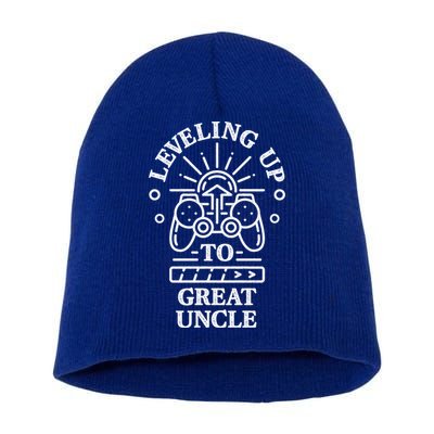 Leveling Up To Great Uncle Promoted To Granduncle Gamer Cool Gift Short Acrylic Beanie